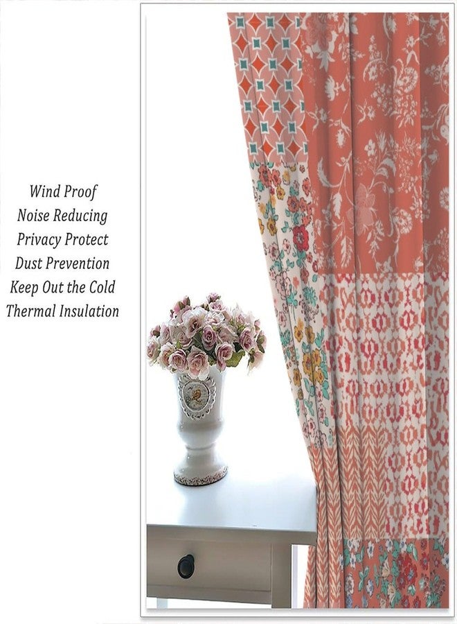 JADERYS Boho Patchwork Curtains Colorful Vintage Rustic Splicing Wildflower Farmhouse Country Girls Women Bedroom Living Room Rod Pocket Decoration Window Drapes 2 Panels W21xL54in - Image 3